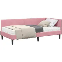 vidaXL Hoekbedframe met Matras 2 st Roze 90 x 200 cm Fluweel