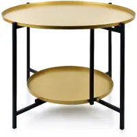Mondex Koffietafel Lucas, zwart en goud, 60 cm
