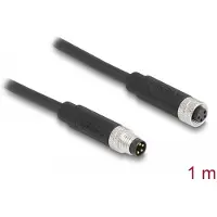 DeLOCK M8 4 pin Cable A-coded male to female PUR (TPU) 1 m