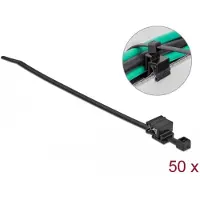 DeLOCK Cable tie with edge clip L 200 x W 4.8 mm black 50 pieces
