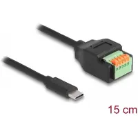 DeLOCK USB 2.0 Cable USB Type-C male to Terminal Block Adapter with push button 15 cm