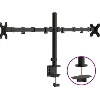 vidaXL Monitorhouder voor 2 monitoren, zwart, staal, VESA 75/100 mm