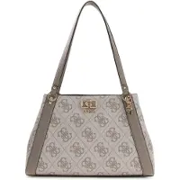 GUESS schoudertas Karnilla Logo Girlfriend Carryall Dark Taupe Logo