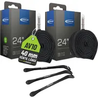 MSZweirad 2x Schwalbe AV10 fietsbinnenband 24 inch 40 mm 40/62-507 binnenband + 3x bandenlichters