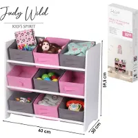 Judy Wild Kid's Spirit Opbergrek 3-laags met bakken - roze - hout/stof - 63 x 30 x 60 cm - speelgoed - kinderkamer