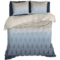 Satin d'or Albenga Dekbedovertrek - Lits-jumeaux - 240x200/220 cm - Blauw/Beige