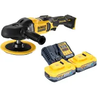 DeWalt Slijpmachine + polijstmachine, DCM 849 H2 accu-excentrische polijstmachine 18 V 180 mm borstelloos + 2x Powerstack accu 5,0 Ah +