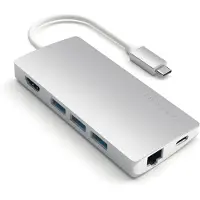 Satechi Usb C naar Usb A, Ethernet en HDMI Dock Space Grey
