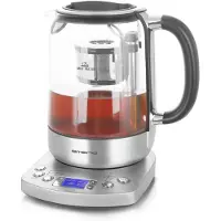 Emerio Glazen Waterkoker 2200W - 1.7L - Glas/RVS - Digitaal display - 5 Temperatuur Instellingen - Warmhoud functie - Automatisch bewegende theezeef - WK-122248