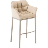 CLP Barkruk Tanja - Zithoogte 83 Cm - RVS - Stof - Crème