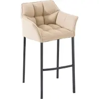 CLP Barkruk Tanja - Zithoogte 83 Cm - Zwart Metalen Onderstel - Stof - Crème