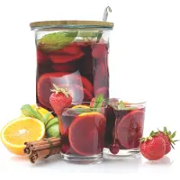 Home Deco Factory Drank Sangria container - 5 liter - glas - met deksel en lepel - D19 x H29 cm - Cocktail Lounge serie