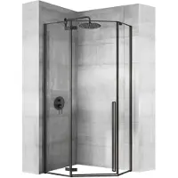 REA Diamond Black Mat 90x90 Douchewand Black Diamond met douchebak