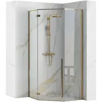 REA Diamond Gold 90x90 Douchecabine Black Diamond met douchebak