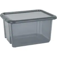 Eda Plastiques Opbergbox 30L - grijs - stapelbaar - L44 x B36 x H25 cm - kunststof - Bak/doos met deksel