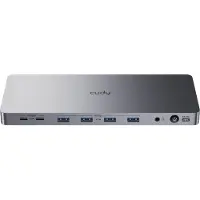 Cudy CS700 laptop dock & poortreplicator Docking USB 3.2 Gen 2 (3.1 Gen 2) Type-C Grijs, Zilver
