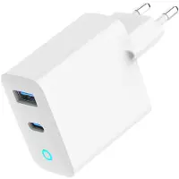 Gembird 2-poorts 30 W GaN USB snellader, LED, wit