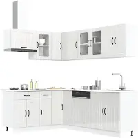 vidaXL 11-delig keukenkastenset Lucca, hoogglanzwit, houtvezel