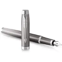 Parker IM Writing Rituals Vulpen | Grijze afwerking met kleurverloop en Verchroomd detail | Medium punt | Blauwe inkt | met Geschenkdoos
