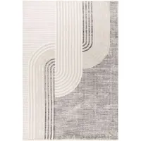 Muratap Vintage japandi vista – luxe vloerkleed creme zilver laagpolig- 120x170 cm