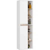 Akord Hangende Badkamerkast Kolomkast VAMI W50 met 2 Deuren en 10 Planken / Wit – Sonoma Eik / Furniture Factory / 50x170x30 cm