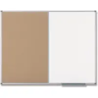 Nobo Classic Combi Kurk/Staal Notitiebord/Whiteboard/Memobord Inclusief Bevestigingsmateriaal - 900x600mm -Wit/Natuurbruin