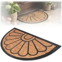 Kadax kokosmat 40 x 60 cm, halfronde deurmat van kokos en rubber, antislip deurmat voor buiten, vuilvangmat met rubberen onderkant