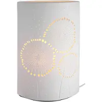 Gilde tafellamp, "Pusteblume", met een motief van paardenbloemen, porselein, wit, lengte 10 cm, breedte 18 cm, hoogte 28 cm, artikelnummer 32188