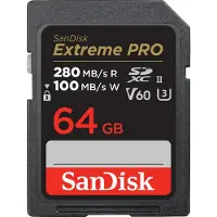 SanDisk Pro 64GB V60 UHS-II SD Cards 280/100MB/s