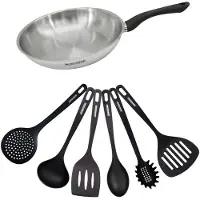 Fackelmann Set pan 28 cm roestvrij staal en 6 Geneva keukengerei