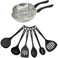 Fackelmann Set 2 pannen 20 en 24 cm roestvrij staal en 6 Geneva keukengerei