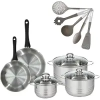 Fackelmann Set van 2 Pannen 20/24cm Geneva met 3 Braadpannen 16/20/24cm en 5 Keukengerei