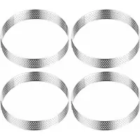Westmark Tartlet Frame 4 pcs – Perfecte taart- en quicheblikken – Uniform bakresultaat dankzij perforatie – Zilver, 4 x Ø 10 cm