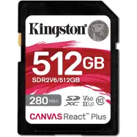 Kingston Technology 512GB Canvas React Plus SDXC UHS-II 280R/150W U3 V60 for Full HD/4K