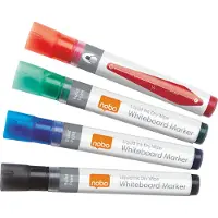 Nobo Witbordstift Geassorteerde kleuren: zwart, groen, rood en blauw, blister van 4 stuks