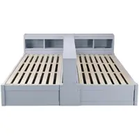 MODFU - Multifunctioneel Bed - Met Opbergruimte En LED-Verlichting - Modern - MDF - Grijs - 90/180 x 200 cm