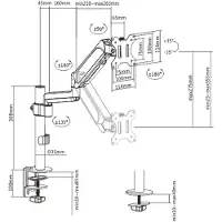 Gembird Monitorarm met gasveer (zwenkbaar), 17”-32” / 9 kg