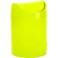 PlasticForte Mini prullenbakje - groen - kunststof - met klepdeksel - keuken aanrecht/tafel model - 1,4L - 12 x 17 cm