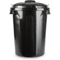 PlasticForte Kunststof afvalemmers/vuilnisemmers zwart 70 liter met deksel - Prullenbakken