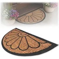 Kadax kokosmat 45 x 75 cm, halfronde deurmat van kokos en rubber, antislip deurmat voor buiten, vuilvangmat met rubberen onderkant