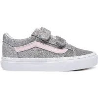 Vans Old Skool Glitter leren sneakers - zilvergrijs/lichtroze Jongens/Meisjes Leer - maat 33