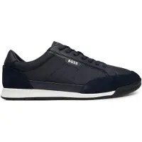 BOSS Sneakers met suède afwerking en geribbelde zool