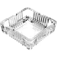 By Lille Vilde Home & Styling Asbak - vierkant - gedecoreerd glas - transparant - 10 x 10 x 4 cm