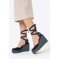 WITTCHEN Espadrilles - Wedge met Veters - Navy Blauw - Synthetisch Materiaal