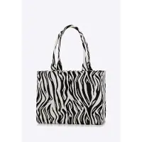 WITTCHEN Dames jacquard shopper met kwastje, wit en zwart