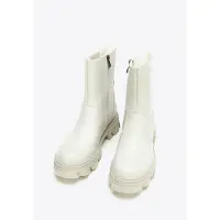 WITTCHEN Dames Leren Chelsea Boots op een Grijs Beige Platform, Natuurlijk Leer