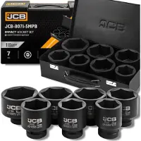 JCB Serie - Dopsleutelset - 1" Aandrijving - 6-Kantig - 7 Delig - CrMo Staal