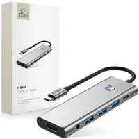 Tech-Protect HB04 Hub-adapter 9-in-1: Type-C + USB 2.0 + USB 3.0 + HDMI 4K 60Hz + SD/TF + PD 100W + AV 3.5, kleur: spacegrijs