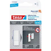 TESA Powerstrips Navulverpakking - Voor Behang & Stucwerk - 9 stuks - Draagkracht 0,5 kg per strip - Zelfklevend - Wit