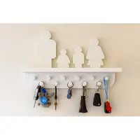 Moliland - Sleutelhouder met Plank - Rodzina 2+2 - Eleven Haken - Wandmontage